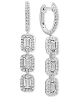 Diamond Link Drop Hoop Earrings (3/4 ct. t.w.) in 14k White Gold