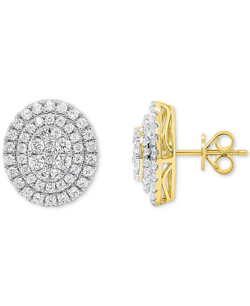Forever Grown Diamonds Lab Diamond Double Halo Cluster Stud Earrings (2 ct. t.w.) Sterling Silver or 14k Gold-Plated