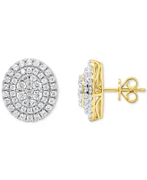 Forever Grown Diamonds Lab Diamond Double Halo Cluster Stud Earrings (2 ct. t.w.) Sterling Silver or 14k Gold-Plated