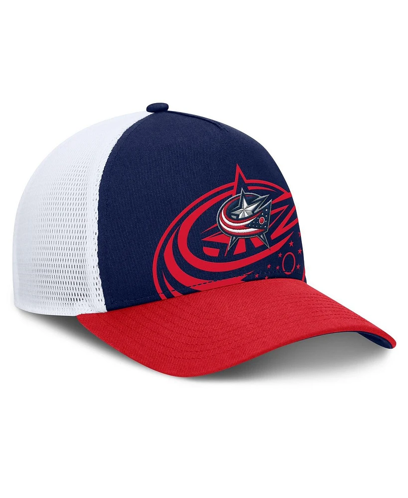 Fanatics Men's Navy/Red Columbus Blue Jackets Authentic Pro A-Frame Rink Adjustable Hat