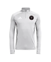 Adidas Men's Silver Inter Miami Cf 2025 Quarter-Zip Long Sleeve Training Sweatshirt