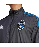 Adidas Men's Black/Blue San Jose Earthquakes 2025 Anthem Reversible Full-Zip Jacket