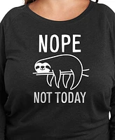 Hybrid Apparel Plus Sloth Nope Not Today Graphic Pullover T-Shirt