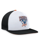 Fanatics Men's White/Black Edmonton Oilers Decades Collection Foam Front Snapback Hat