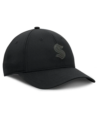 Fanatics Men's Black Seattle Kraken Authentic Pro Road Logo Adjustable Hat