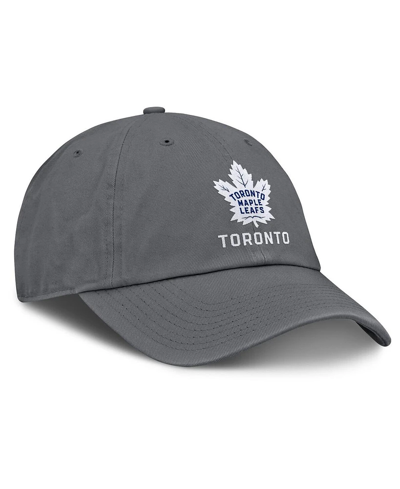 Fanatics Men's Charcoal Toronto Maple Leaf's Washed Adjustable Hat