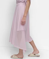 Dkny Women's Handkerchief Hem Mixed Media Maxi Skirt