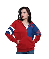 Starter Women's Red/Royal Philadelphia Phillies Curve Ball Full Zip Hoodie Sweatshirt