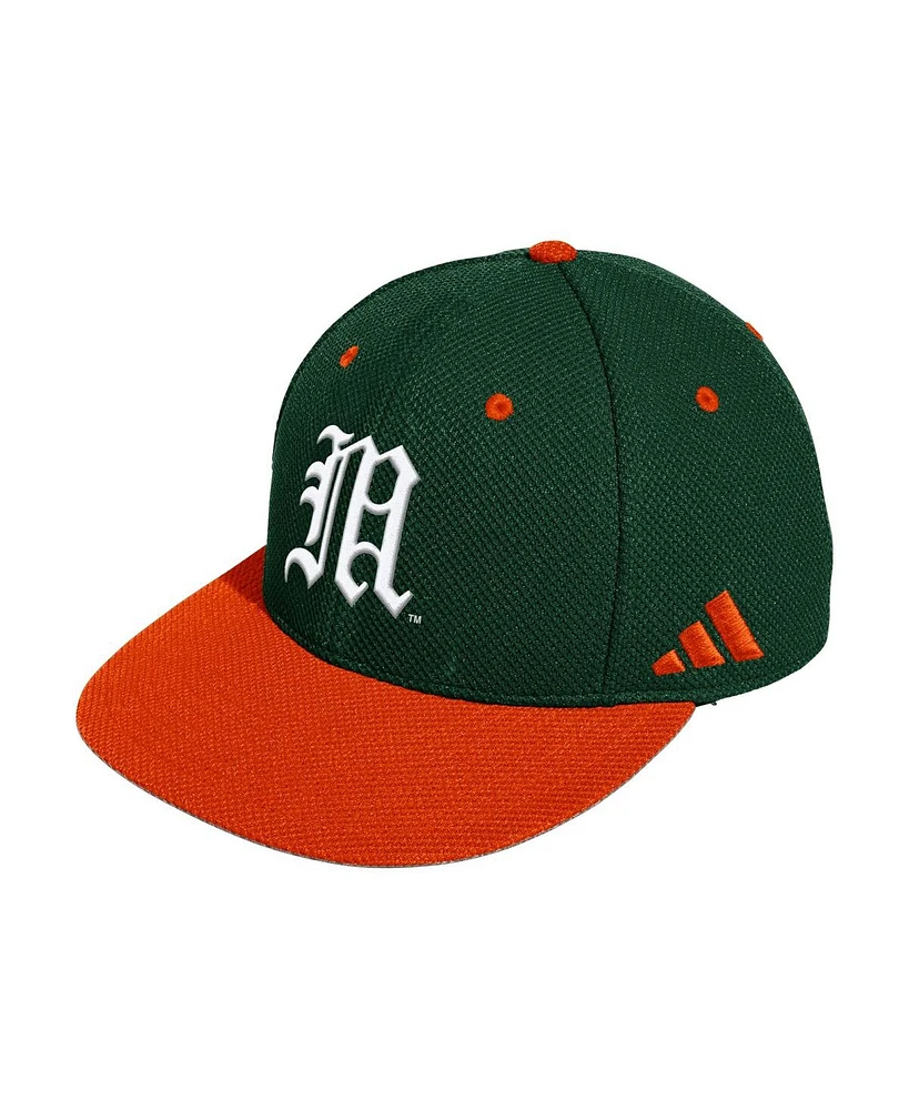 Adidas Men's Forest Green Miami Hurricanes On-Field Fitted Baseball Hat