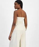 Bar Iii Women's Belted Strapless Button-Front Top, Exclusively at Macy's