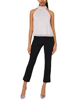 Msk Petite Metallic Jersey Back-Tie Halter Top