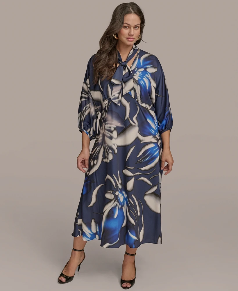 Donna Karan New York Plus Floral-Print A-Line Dress