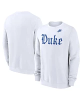 Nike Men's White Duke Blue Devils Old English Pullover Sweatshirt