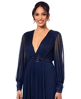 Betsy & Adam Women's Long Mesh Sequin-Waist Dress