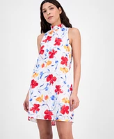 Anne Klein Women's Printed Cotton Eyelet Sleeveless Shift Dress