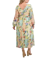 Siena Plus Floral-Print Pleated Maxi Dress