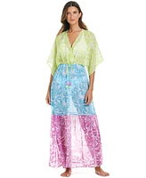 Bleu by Rod Beattie Women's Sock It To Me Printed Chiffon Cover-Up Maxi Dress