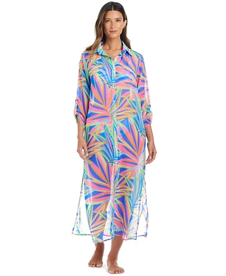 Bleu by Rod Beattie Women's On The Bright Side Printed Chiffon Cover-Up Maxi Dress