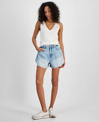 Boss Orange Women's Raw Shaped-Hem Denim Shorts