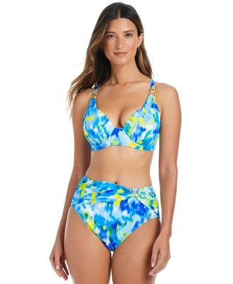 Bleu By Rod Beattie Womens Lifes A Beach Printed Bikini Top High Waist Bikini Bottoms