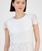 Tahari Petite Paisley Lace Cap-Sleeve Sheath Dress