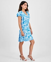 Ak Anne Klein Petite Flutter-Sleeve Sheath Dress