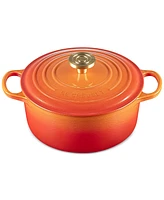 Le Creuset Signature 4.5-Qt. Flamme Doree Round Dutch Oven with Crucible Knob - 100th Anniversary Edition