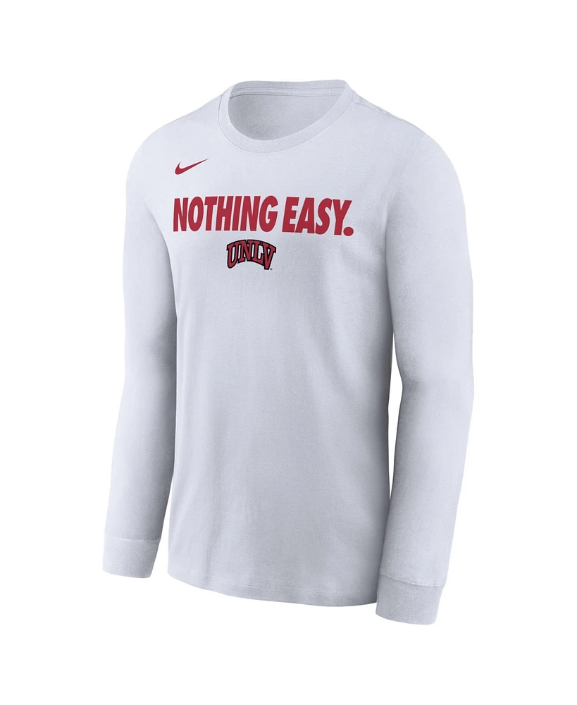 Nike Men's White Unlv Rebels 2025 On-Court Bench Long Sleeve T-Shirt