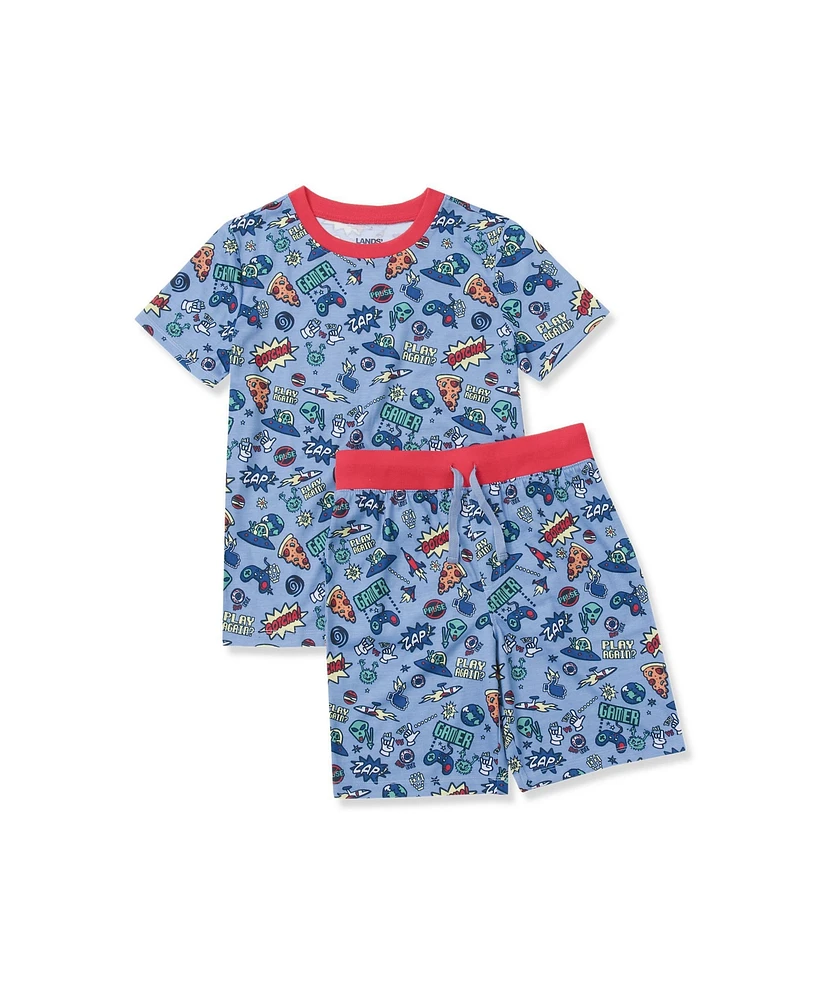 Lands' End Little Boys Short Sleeve Tee and Shorts Pajama Set