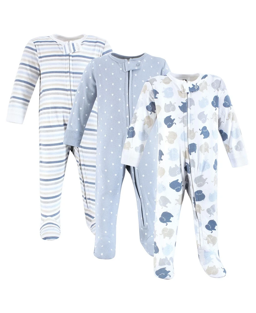 Hudson Baby Boys Cotton Sleep and Play, Multi Color Elephant, 6-9 Months