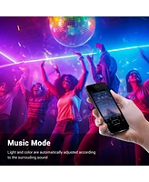 DELight 150FT/45m Rgb Led Strip Neon Rope Lights with App & Remote Control, IP65 Ac 110V Waterproof Music Sync Dimmable Cuttable SMD3535 Led Lights Di