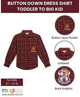 Harry Potter Boys Flannel Button Down Dress Shirt