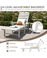 2PCS Patio Lounge Chair Chaise Adjustable Weatherproof Hdpe Cup Holder