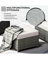 Xizzi 13 Pieces Outdoor Furniture Patio Sectional Sofa,No Assembly Required Pe Wicker Conversation Sets with 42" Fire Pit,Armchairs,Ottomans and Coffe