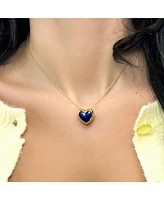 The Lovery Lapis Puffy Heart Necklace 14K Gold