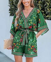 Cupshe Women's Prairie Blossom Floral Romper