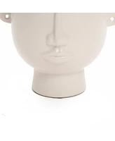 LuxenHome Classic Ivory White Ceramic Modern Head 9.6-Inch Tall Vase