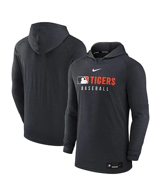 Nike Men's Heather Black Detroit Tigers Authentic Collection Tri-Blend Performance Pullover Hoodie