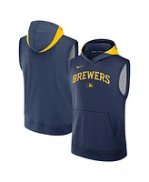 Nike Men's Navy Milwaukee Brewers Authentic Collection Performance Sleeveless Pullover Hoodie