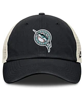 Nike Men's Black/Natural Florida Marlins Cooperstown Collection Club Trucker Adjustable Hat