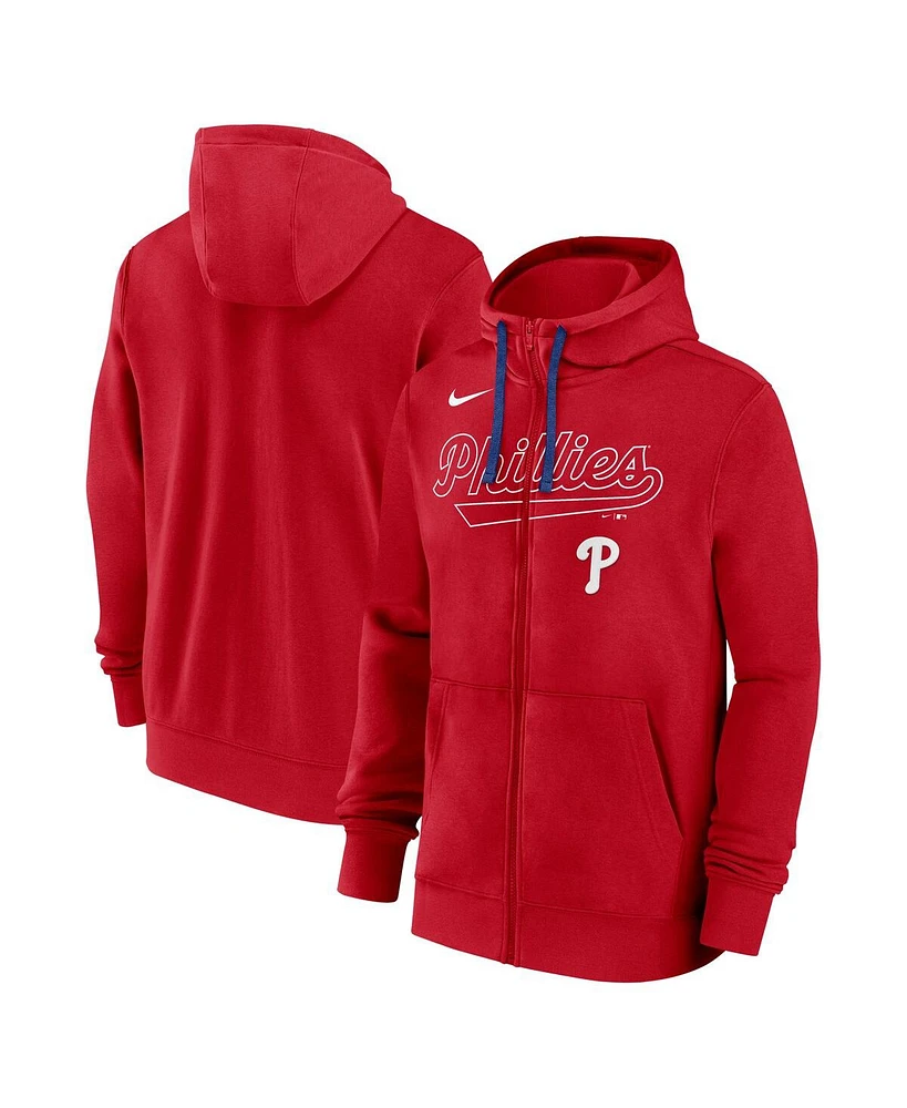 Nike Men's Red Philadelphia Phillies Knockout Script Full-Zip Hoodie