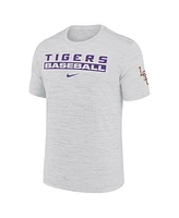 Nike Men's Ash Lsu Tigers Velocity Baseball Wordmark Stack Performance T-Shirt