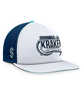 Fanatics Men's White/Deep Sea Blue Seattle Kraken Authentic Pro Hometown Rink Foam Trucker Snapback Hat