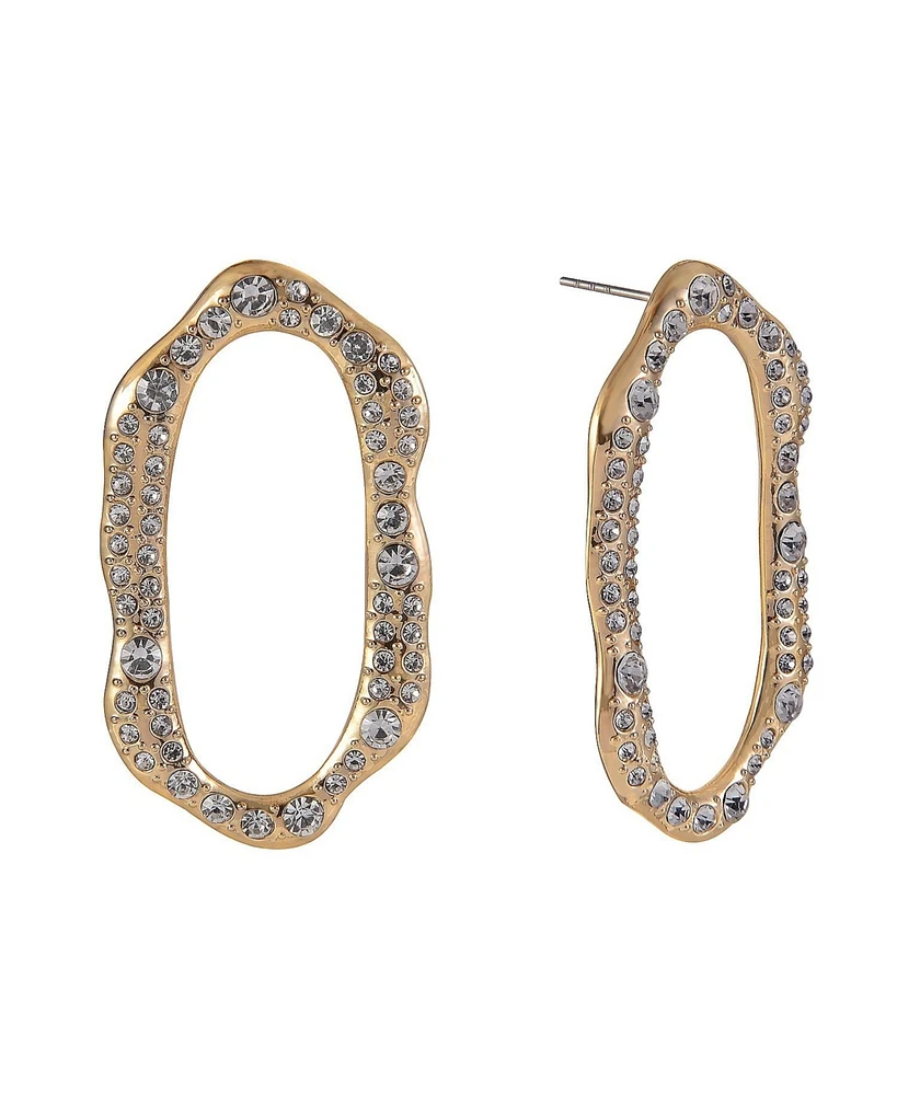 Laundry by Shelli Segal Open Drop Earrings with Crystal Pave Stones