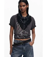 Desigual Women's Cowboy boots T-shirt