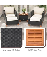 Gymax Set of 5 Furniture Set w/ Storage Table Ottomans Soft Pillows Patio