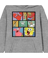 SpongeBob SquarePants Men's Character Block Long Sleeve Athletic Heather Adult Hooded Sweatshirt