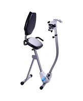 Stamina Compact Comfortable Adjustable Resistance Upright Indoor Cardio Home Gym Exercise Bike with Upper Body Exerciser and Lcd Tracker Display, Gray