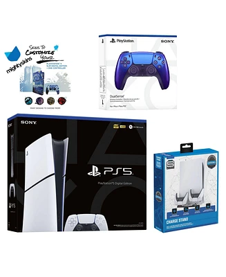 Sony PlayStation 5 Slim Digital with Extra White Controller, Charging Usb Hub and MightySkins Decal Voucher