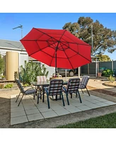 Mondawe 10 ft 3-Tier Outdoor Patio Market Umbrella with Double Air Vent and Push Button Tilt